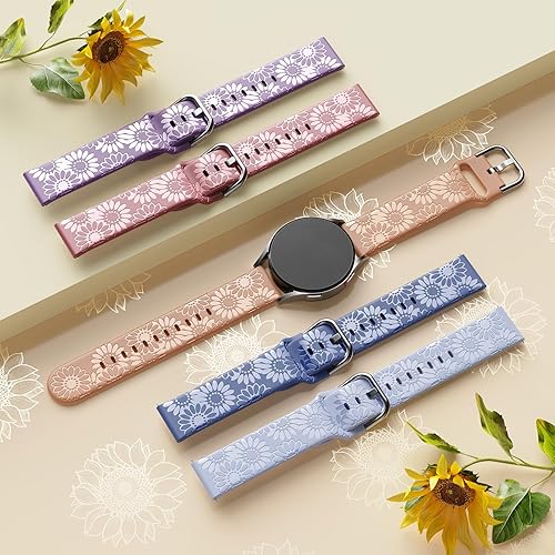 Miniatura 4 de Correa grabada de girasol compatible con Samsung Galaxy Watch 6 5 4 1.575 in 1.732 in5 Pro 1.772 inWatch 6 4 Classic 1.693 in 1.850 in 1.654 in