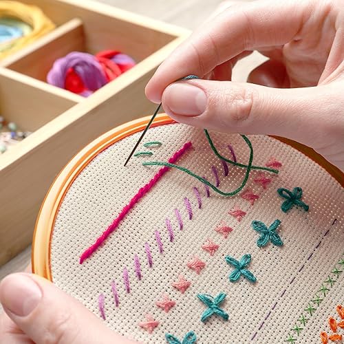 Miniatura 6 de Caydo 6 piezas de tela Aida de 14 hilos de lino para punto de cruz, tela de bordado para bordado, labores de aguja, manualidades de bricolaje, 12