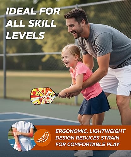 Miniatura 7 de Warping Point Juego de 2 palas de pickleball aprobadas por USAPA, juego de pickleball de fibra de vidrio, duraderas y ligeras, paquete de 2 con