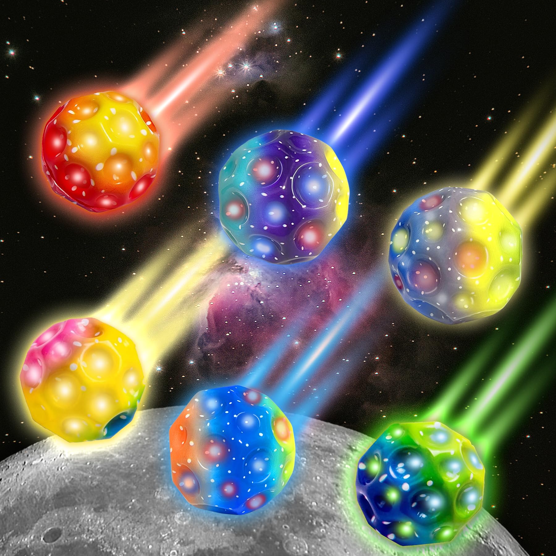 TZEKING 6PCS Astro Jumpl,7 cm,Space Bouncing,Palla Rimbalzante a 6 Colori, Facile da Impugnare, Regalo per Ragazzi e Ragazze, Adatta agli Adulti per Alleviare Lo Stress