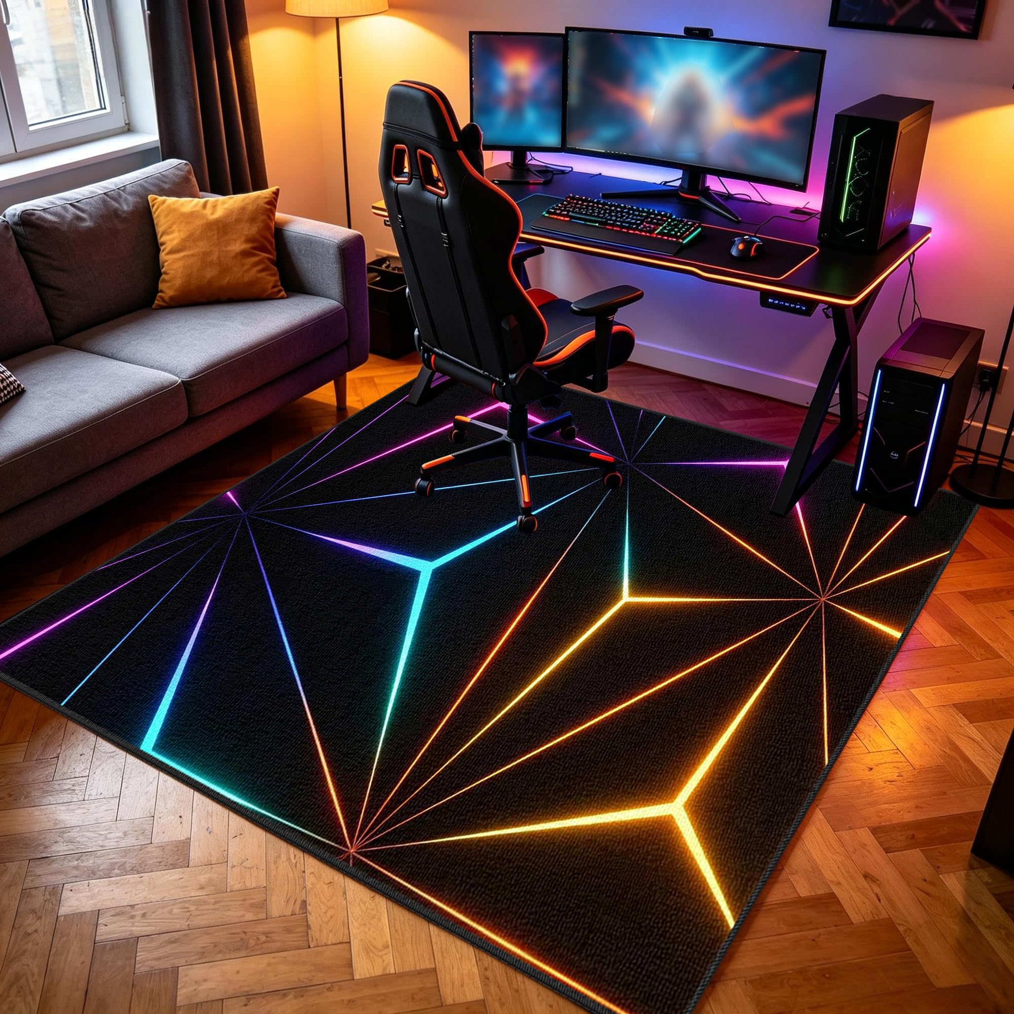 Antypoślizgowy chodnik dla graczy, do pokoju młodzieżowego, dla chłopców, 130 x 180 cm, podkładka pod krzesło komputerowe, dywan do gier dla nastolatków, dzieci, do salonu