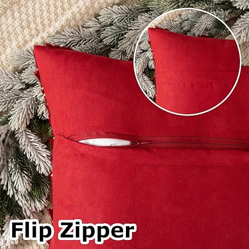 Miniatura 3 de Kevin Textile - Juego de 2 fundas de almohada decorativas de Navidad de 20 x 20 pulgadas, de felpa suave, jacquard, de pelo sintético, fundas de