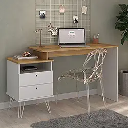 Escrivaninha com Regulagem Estilo Industrial Plus Carvalho/Branco