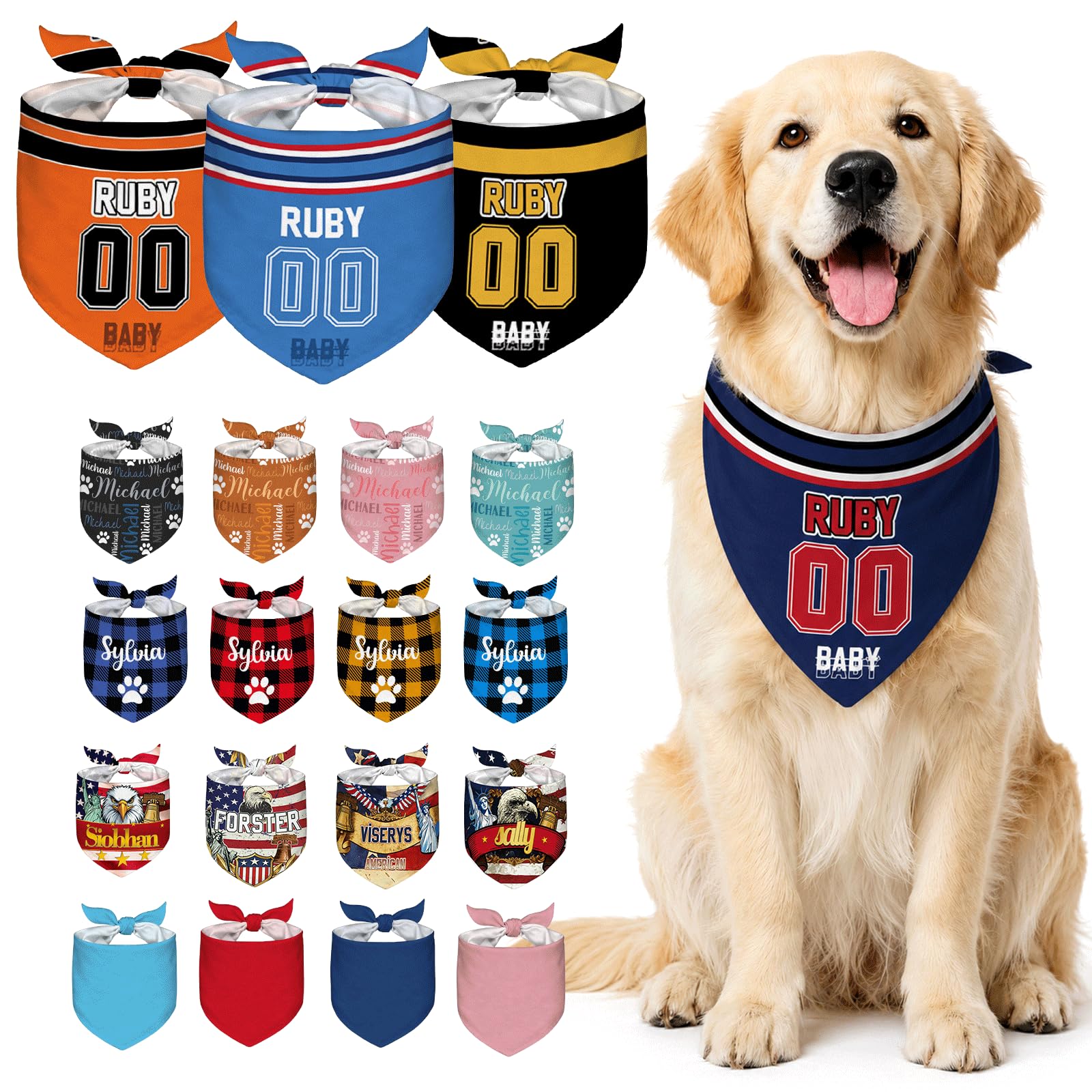 Personalized Dog Bandana with Name Number Team Dog Scarf Gift for Birthday