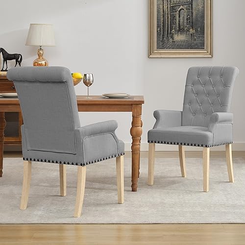 Miniatura 94 de LOULENS Lujosas sillas de comedor de terciopelo, modernas sillas de comedor tapizadas copetudas, reposabrazos con patas de acero inoxidable para