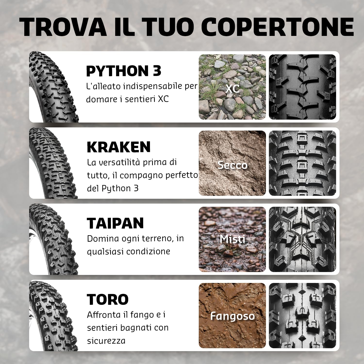 HUTCHINSON - KRAKEN - Pneumatico MTB - Per tutte le avventure - Versatilità, aderenza e sicurezza - Cerchietti flessibili - Nero - Tubeless Ready