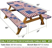 Vista 133 de Play Tailor - Mantel para mesa de pícnic con cubiertas para bancas, impermeable y a prueba de viento con bolsa de cordón, ajustable a mesas y bancas