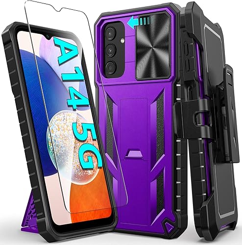 FNTCASE Case for Samsung Galaxy A14-5G Military Grade Drop Proof Heavy Duty Protective Rugged A14 Cell Phone Cover with Belt Clip Holster Kickstand
