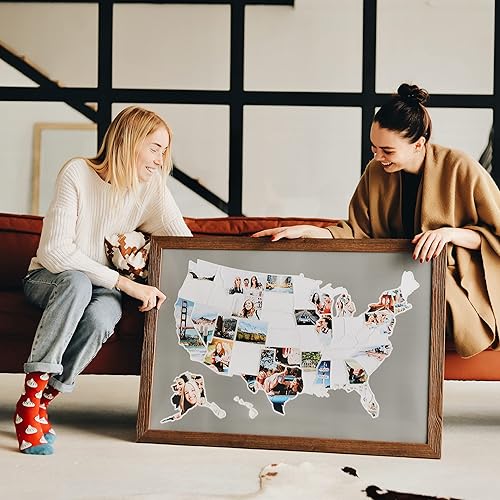 Miniatura 3 de Mapa de fotos de Estados Unidos, mapa de viaje de 50 estados, se adapta a marcos de 24 x 36 pulgadas, hecho de plástico flexible