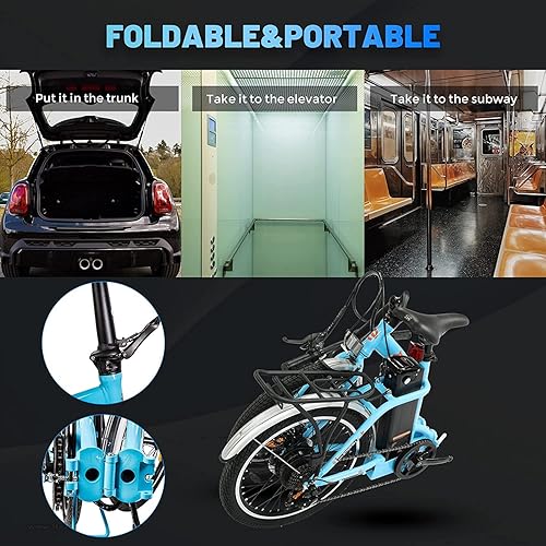 Miniatura 5 de ECOTRIC Step-Through-2 Bicicleta eléctrica plegable de 20 pulgadas, potente motor de 350 W, 36 V12.5 AH, batería de litio extraíble, marco de