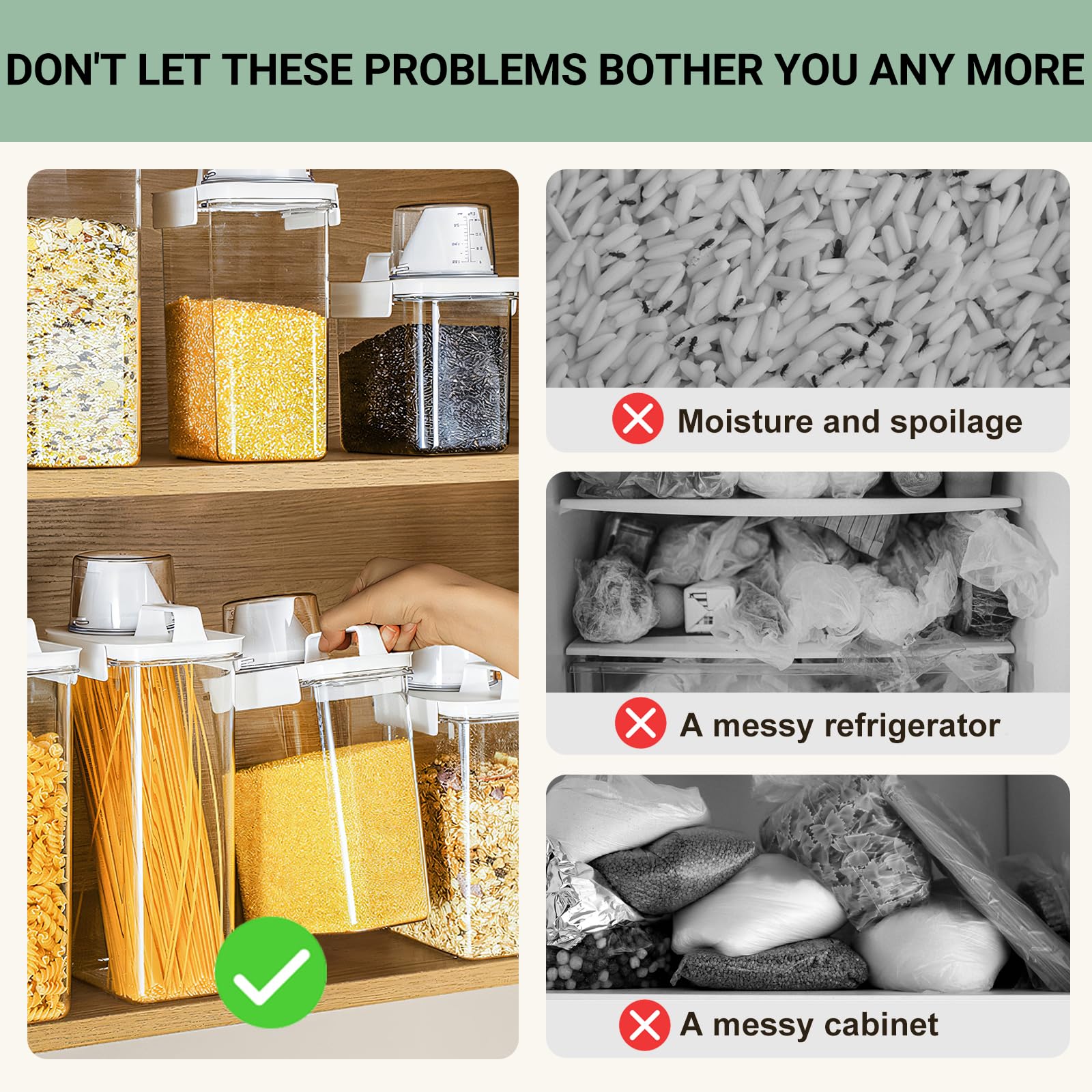 Aufbewahrungsbehälter für Müsli, Lebensmittelqualität, BPA-frei, PET-Material, wiederverwendbar, luftdichte Frischhaltedosen mit Deckel, Küchen-Organizer und Aufbewahrung, insgesamt 2 Stück 2300 ml, 2
