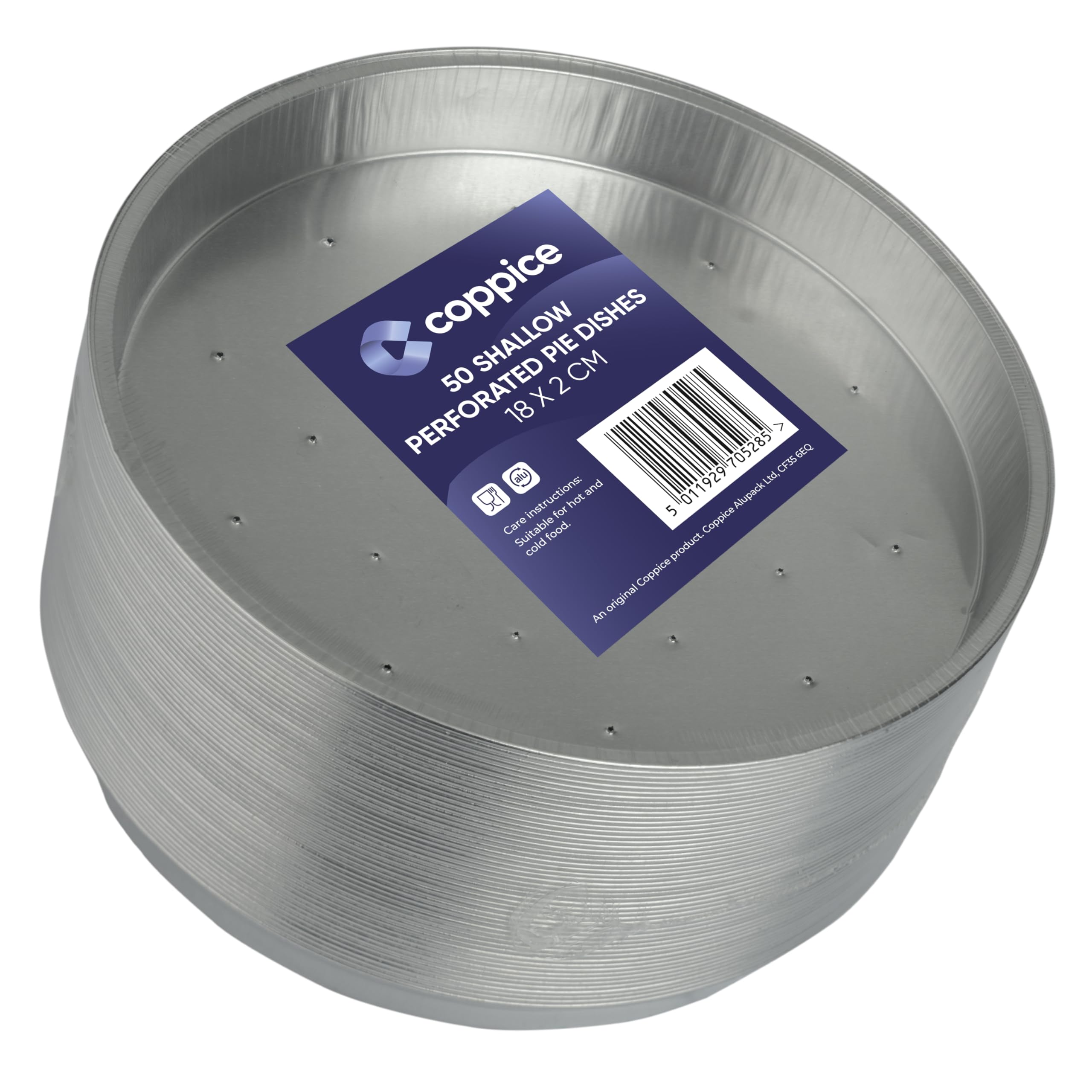 Coppice Moules à Tarte Aluminium Perforés Peu Profonds 18x2 cm - Lot de 50 | Barquettes Jetables pour Cuisson Rôtissage Service Four Micro-ondes Congélateur Recyclables