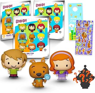 Scooby Doo Blind Bag Bundle - 3-Pack Collectible Figures w Clips | Scooby Series 2 Mystery Boxes with Mini Figurine Keychains Plus Stickers, More | Scooby Doo Backpack Charms