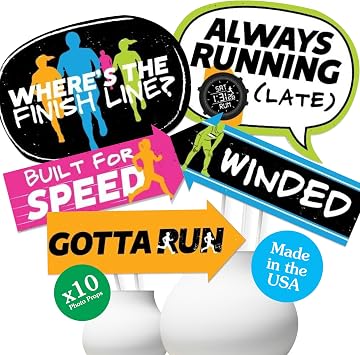Big Dot of Happiness Set The Pace Funny Running Party Photo Booth Props Kit - 10-Piece Track Cross Country Marathon Party Decorations Athletic Event Photography Accessories, Sports Themed Celebration