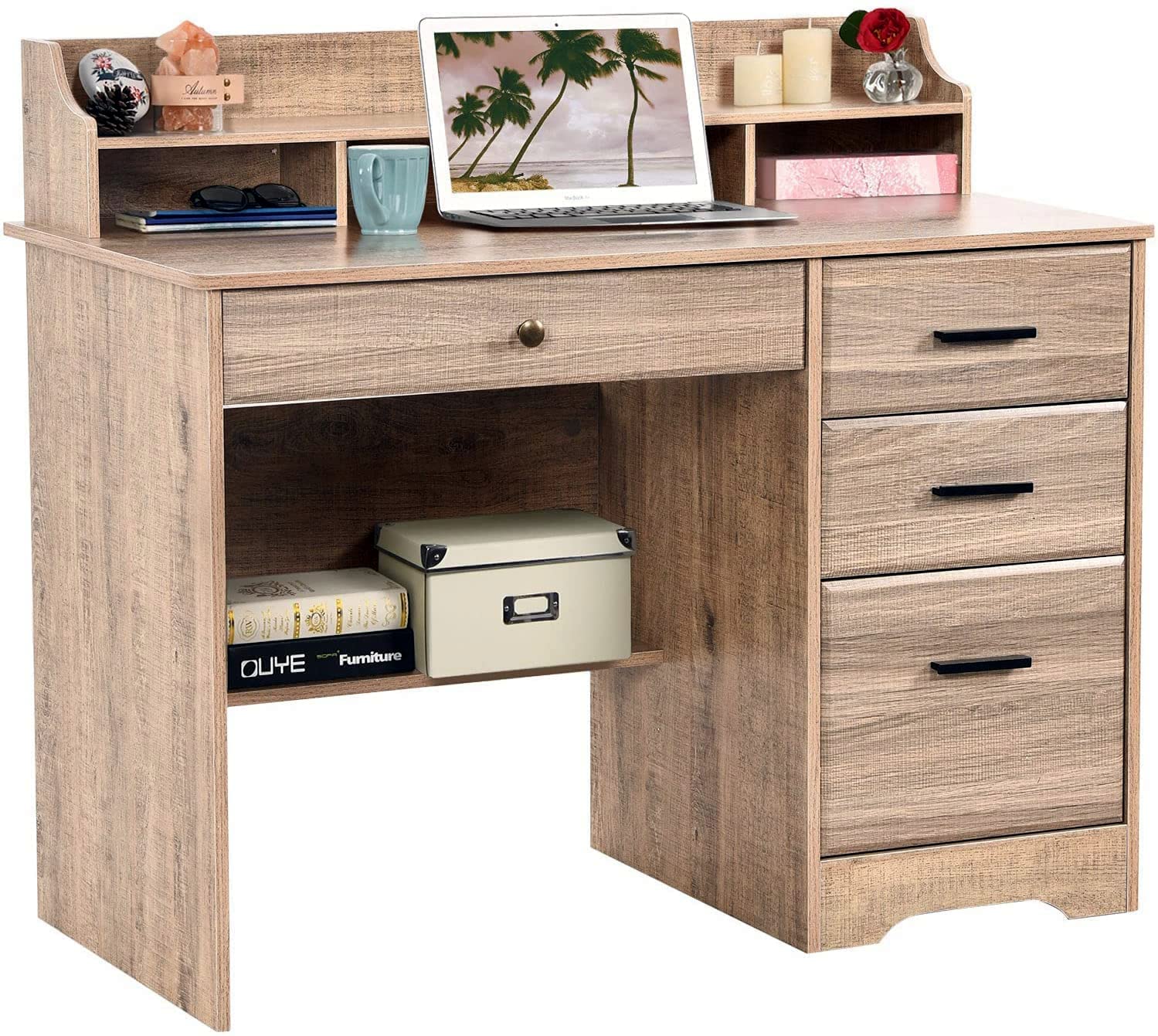 Buy HOMBCK Computer Desk with Drawers and Hutch Home Office Desk