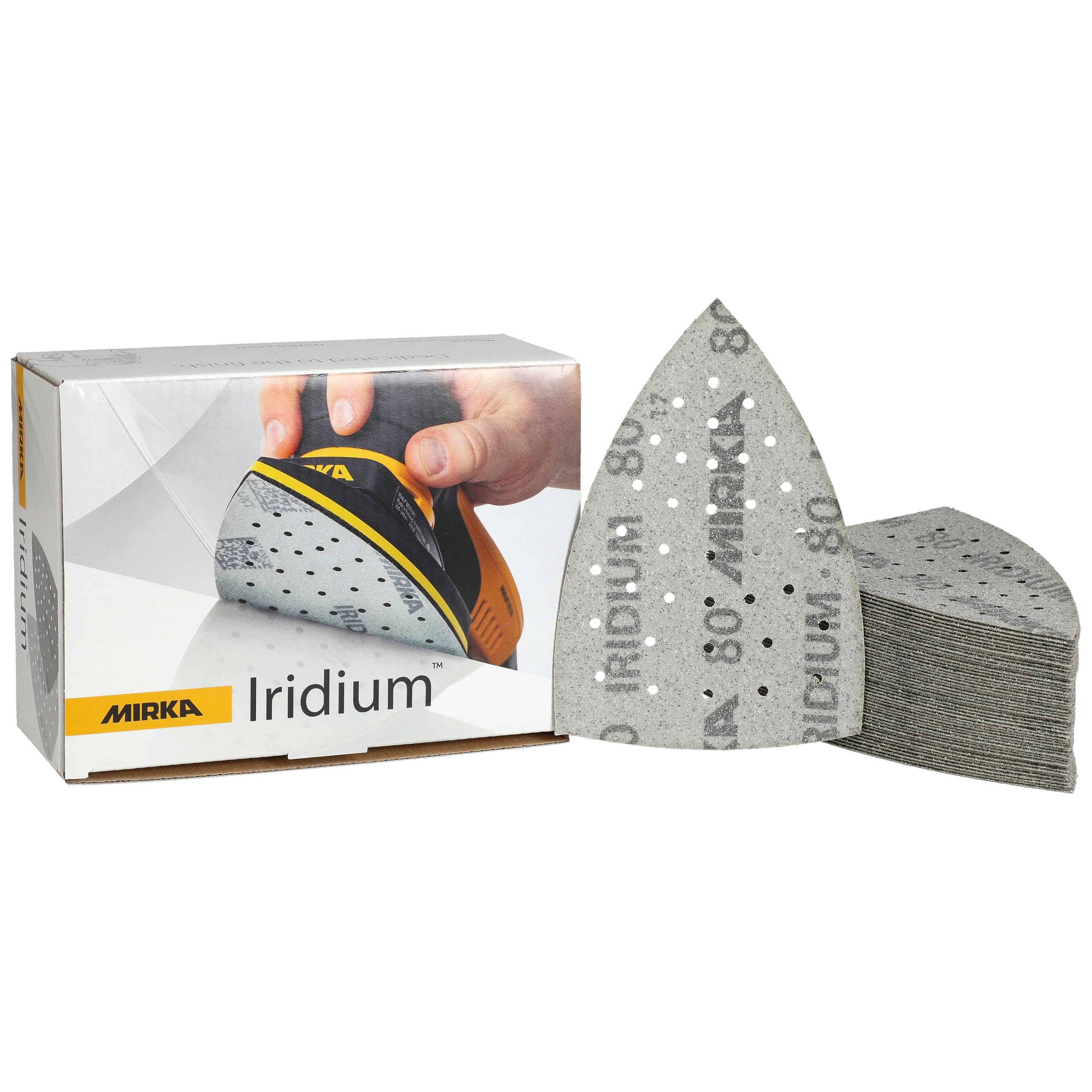 Mirka Iridium Papel de Lija Triángulo 100x152x152mm 36 Agujeros 50 uds