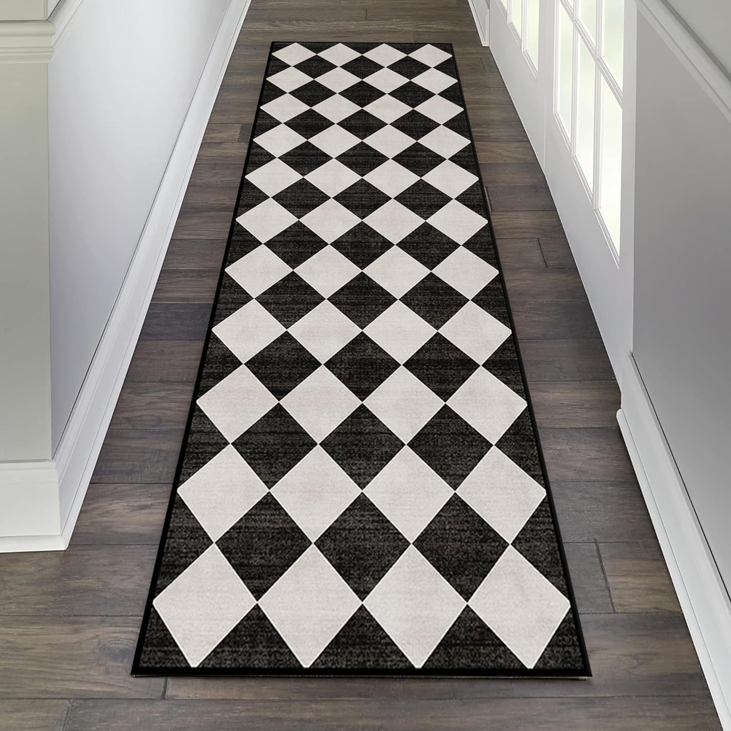 Amazon.com: LHOMKCV Runner Rug for Hallway, 2x10ft, Black and White ...