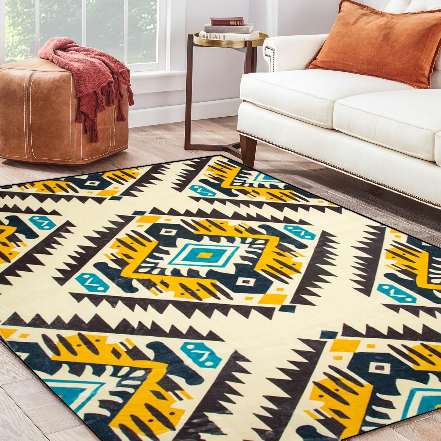 NEATIIP Washable Bohemian 5x7 Area Rug, Suitable for Bathroom for Bedroom Living