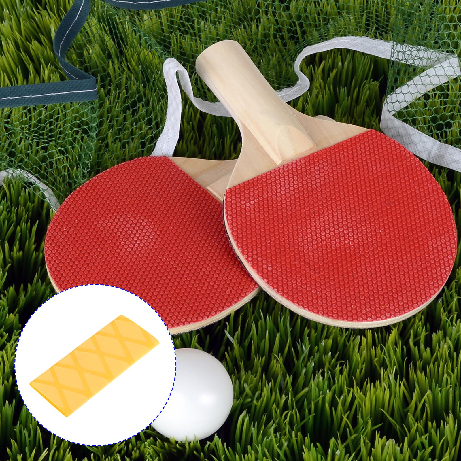 M METERXITY 3 Pack Table Tennis Racket Grip Tape - Paddle Grip, Soft Rubber, Apply to Ping Pong Gripping Handle (100 x 48mm, Yellow) - Image 2