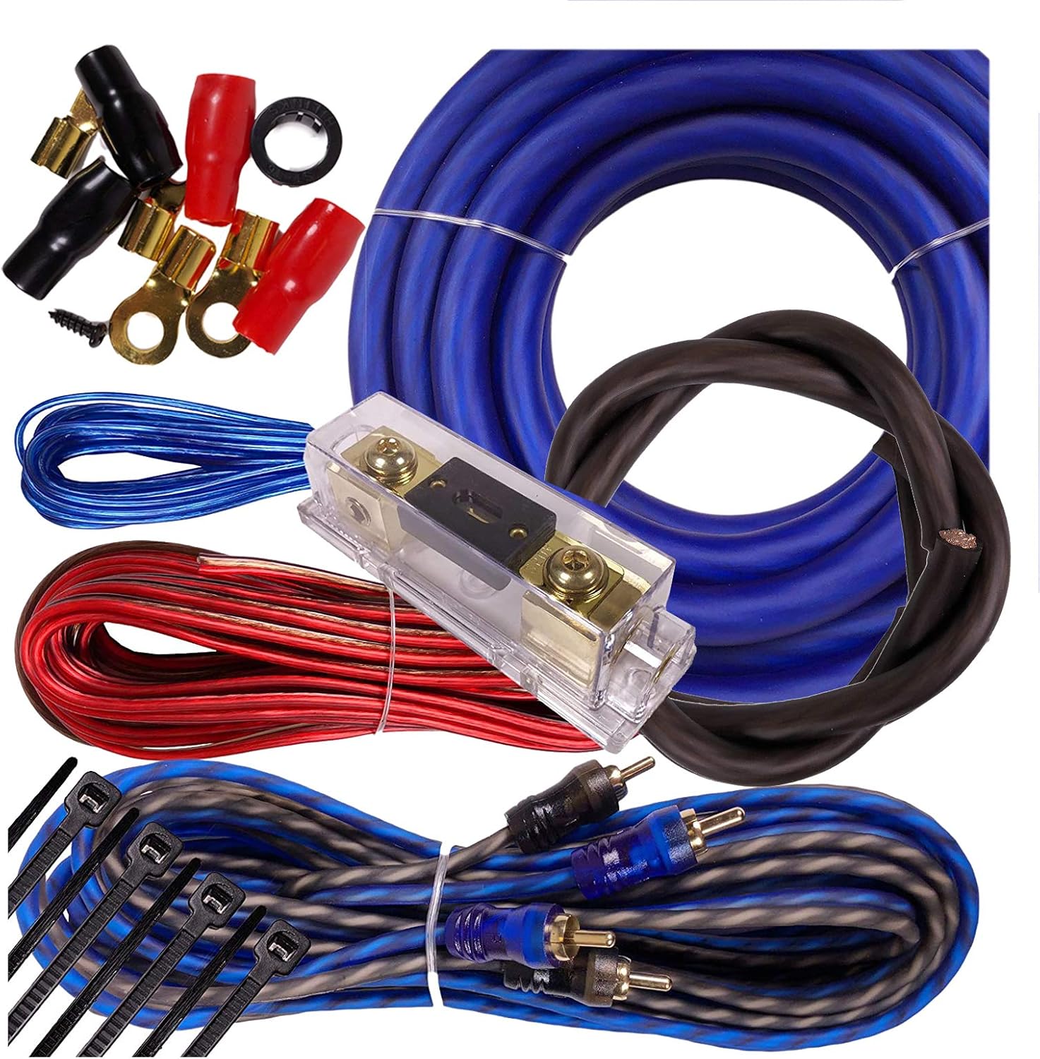 Complete 3500W Gravity 4 Gauge Amplifier Installation Wiring Kit Amp Pk2 4 Ga Blue - for Installer and DIY Hobbyist - Perfect for Car/Truck/Motorcycle/Rv/ATV BGR-KIT4-B-PK2-3500W
