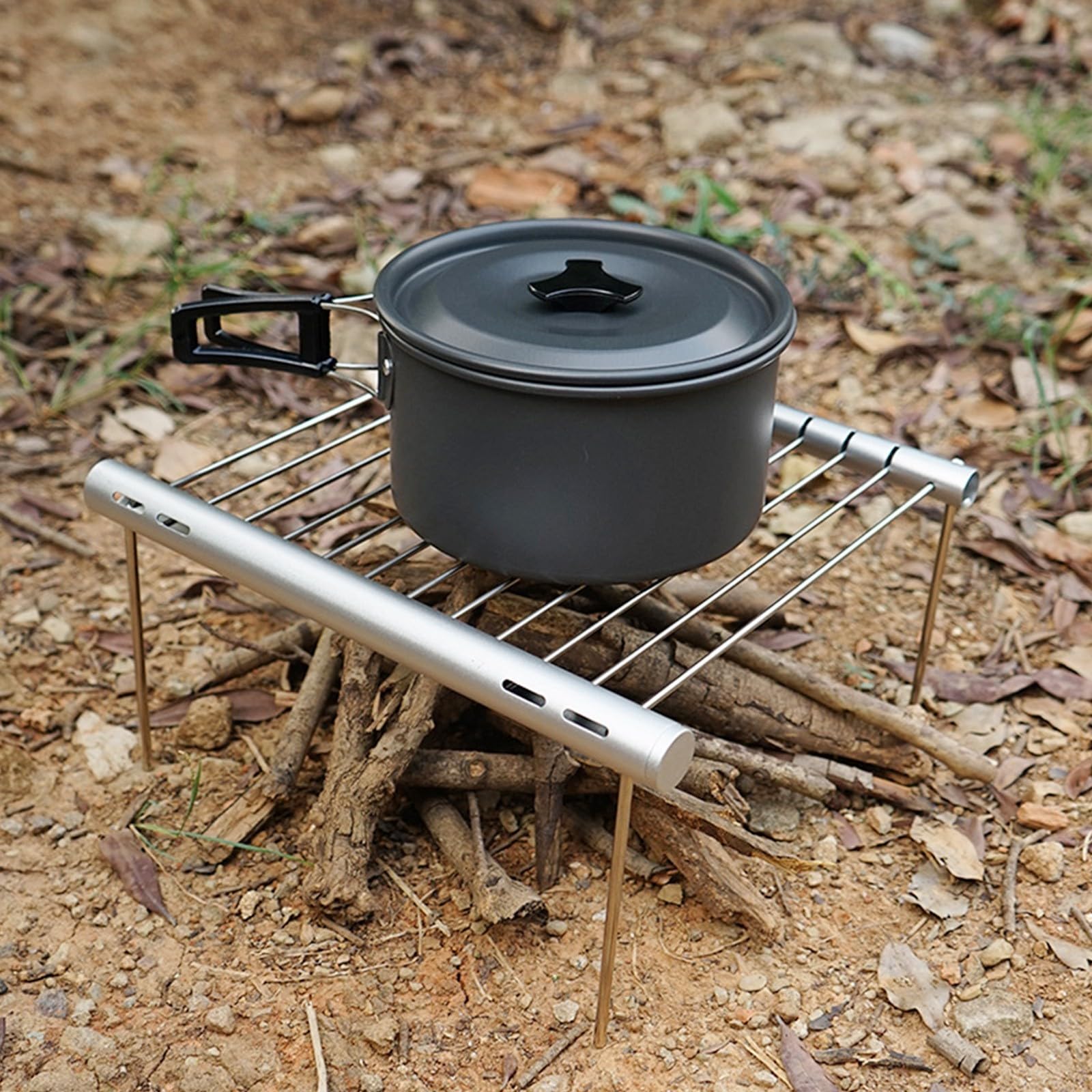 Parrilla de camping portátil de acero inoxidable ligera parrilla plegable de carbón con tubo de transporte para un fácil almacenamiento, ideal para cocinar al aire libre