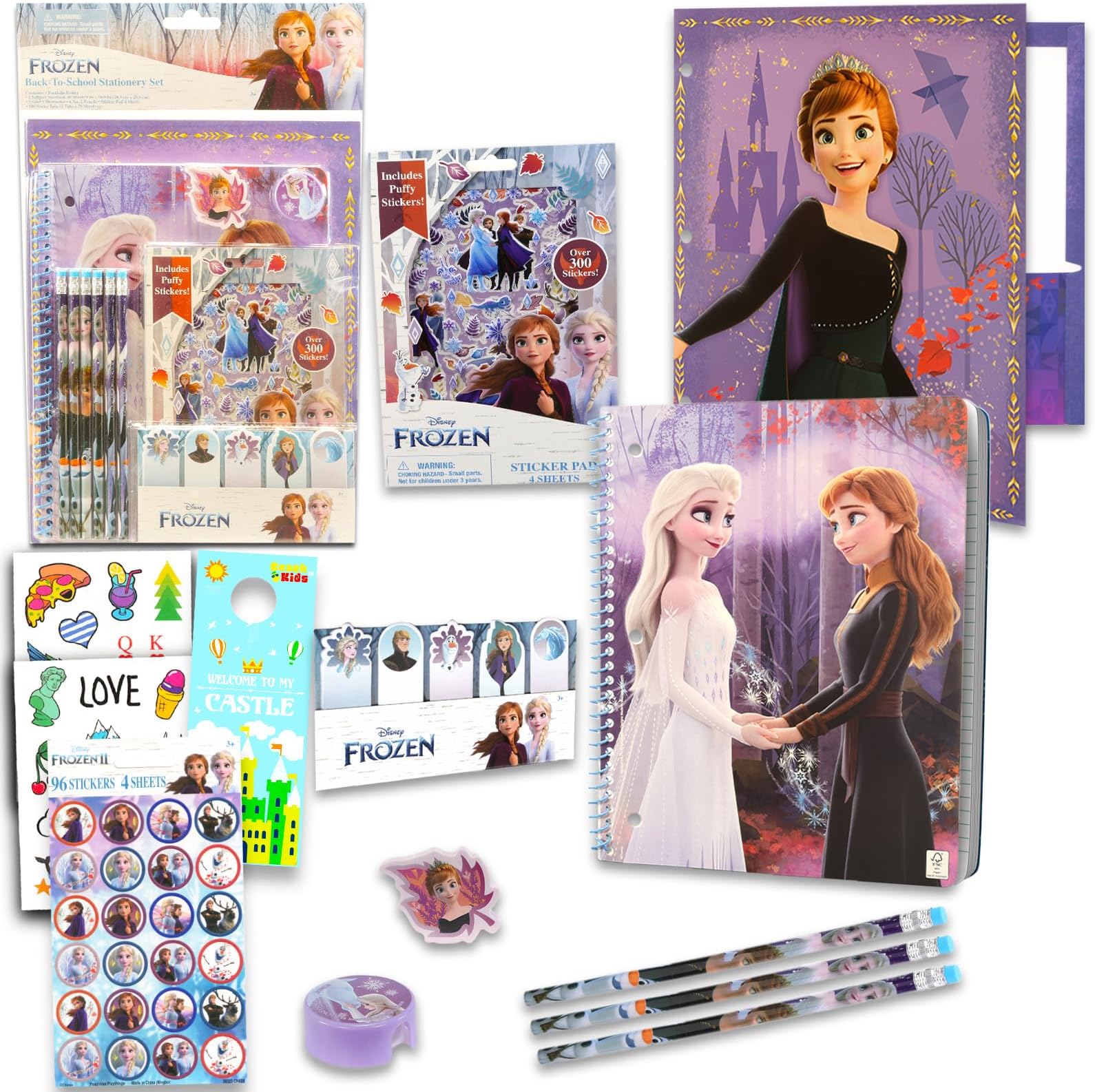 Disney Frozen All You Need for School Stationery Gifts Set - Pencils Eraser Notebook Tabs for Back to School Kindergarten Education Goodies Supplies