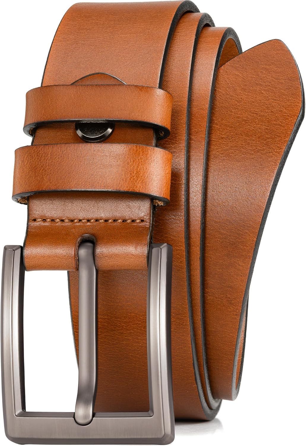 WOLFANT Men's 1.5" Full Grain Leather Belt,100% Italian Real Solid Leather