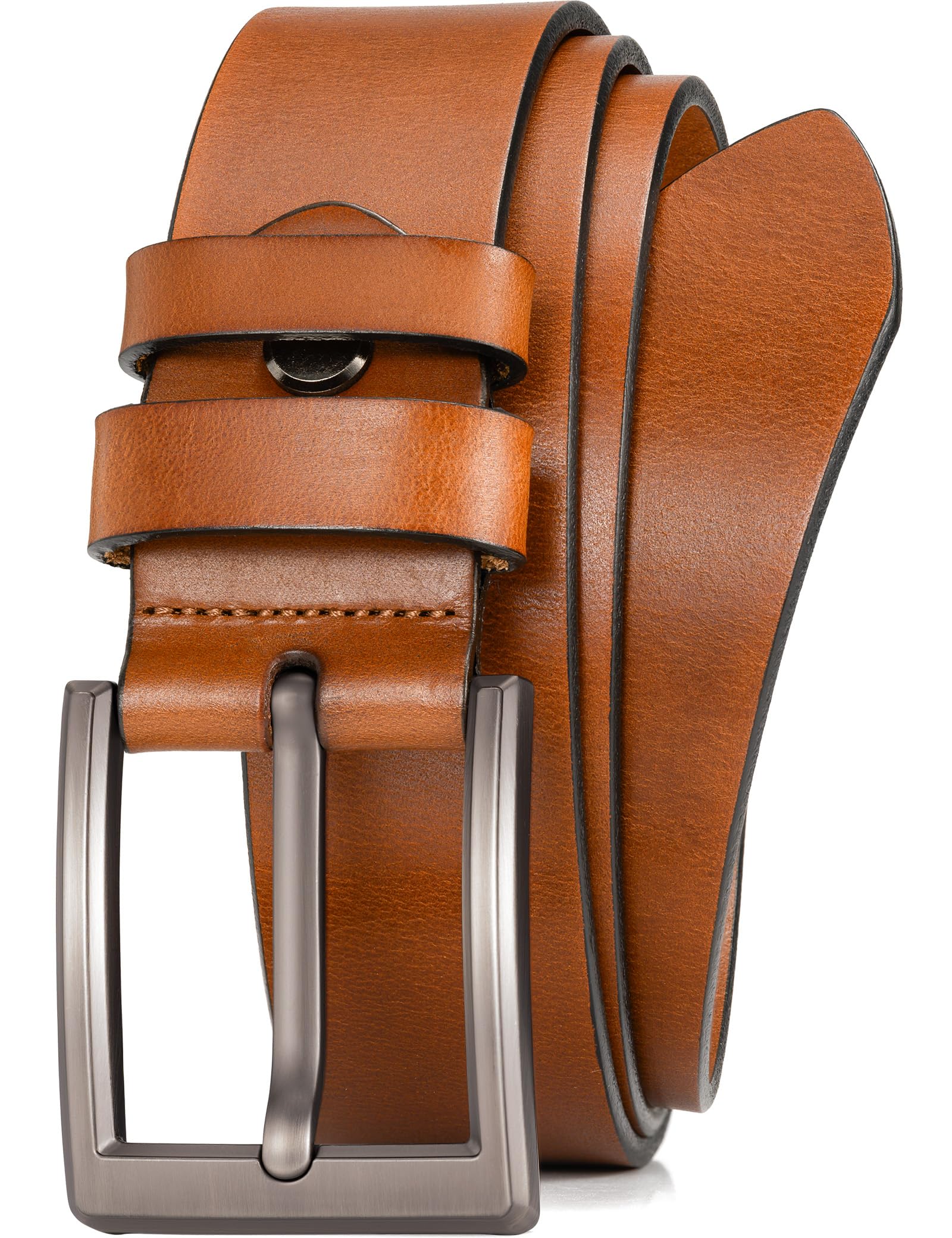 WOLFANT Men's 1.5" Full Grain Leather Belt,100% Italian Real Solid Leather