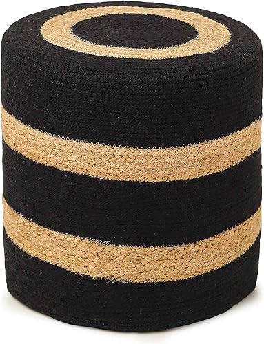REDEARTH  Taburete cilíndrico de puf otomano  Puf trenzado de yute con acento reposapiés para la sala de estar, dormitorio, guardería, patio, salón