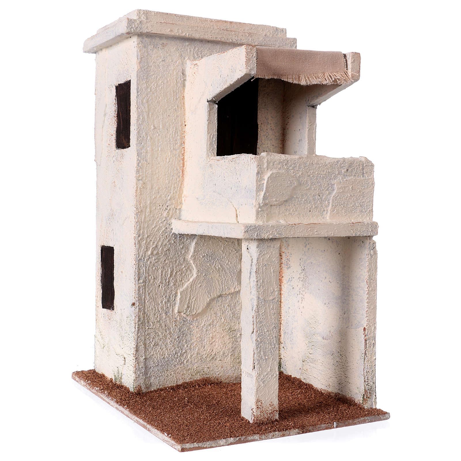 Holyart Ambientazioni, botteghe, case, pozzi: Casetta con veranda stile palestinese 30x25x15 cm per presepi di 11 cm