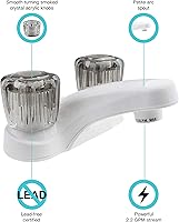 Vista 3 de Dura Faucet llave de lavabo de dos manijas, para baño de cámper, motorhomes, tráiler, Blanco