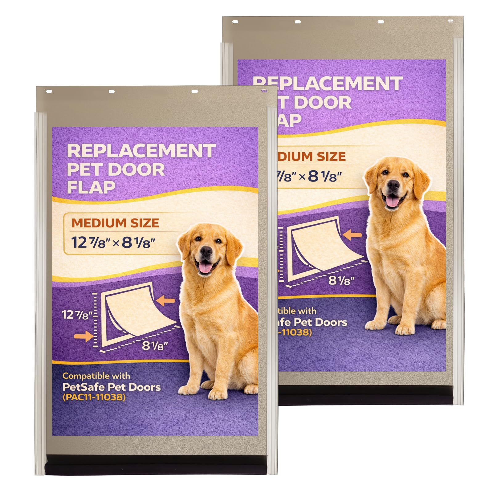 PAC11-11038 Dog Door Replacement Flaps for Dogs and Cat, Doggy Doggie Pet Flap Replacement Doors Compatible with Pet-Safes, Size 12 7/8" x 8 1/8" (Medium)