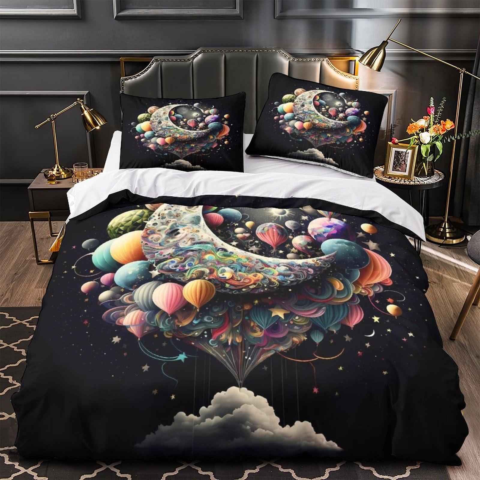 Parure de lit 3D hypoallergique et housse de couette microfibre