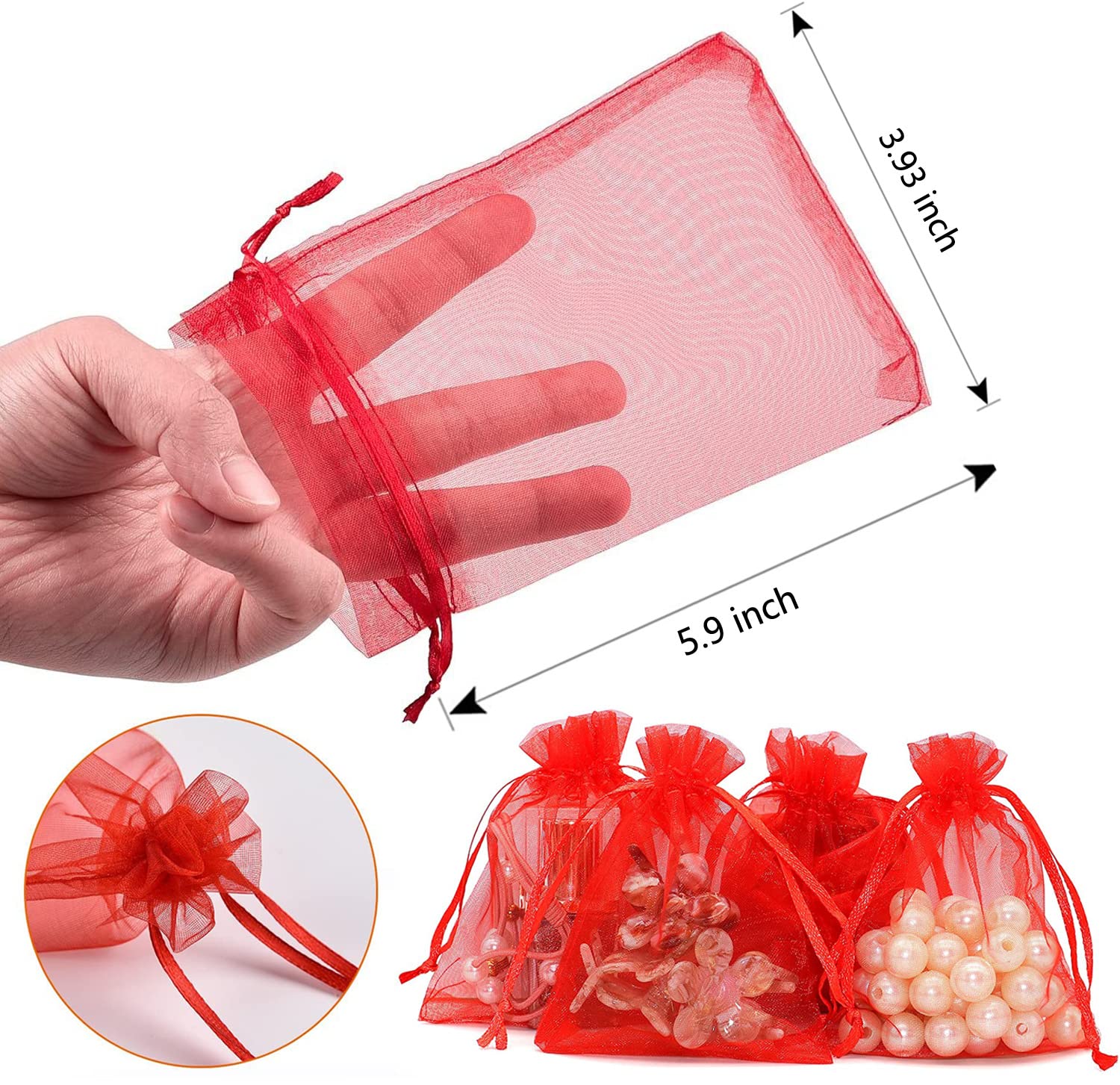 100 Sachets En Organza 9x12 Cm Blancs - Pour Bonbons, Bijoux, Cadeaux, Mariage, Fêtes
