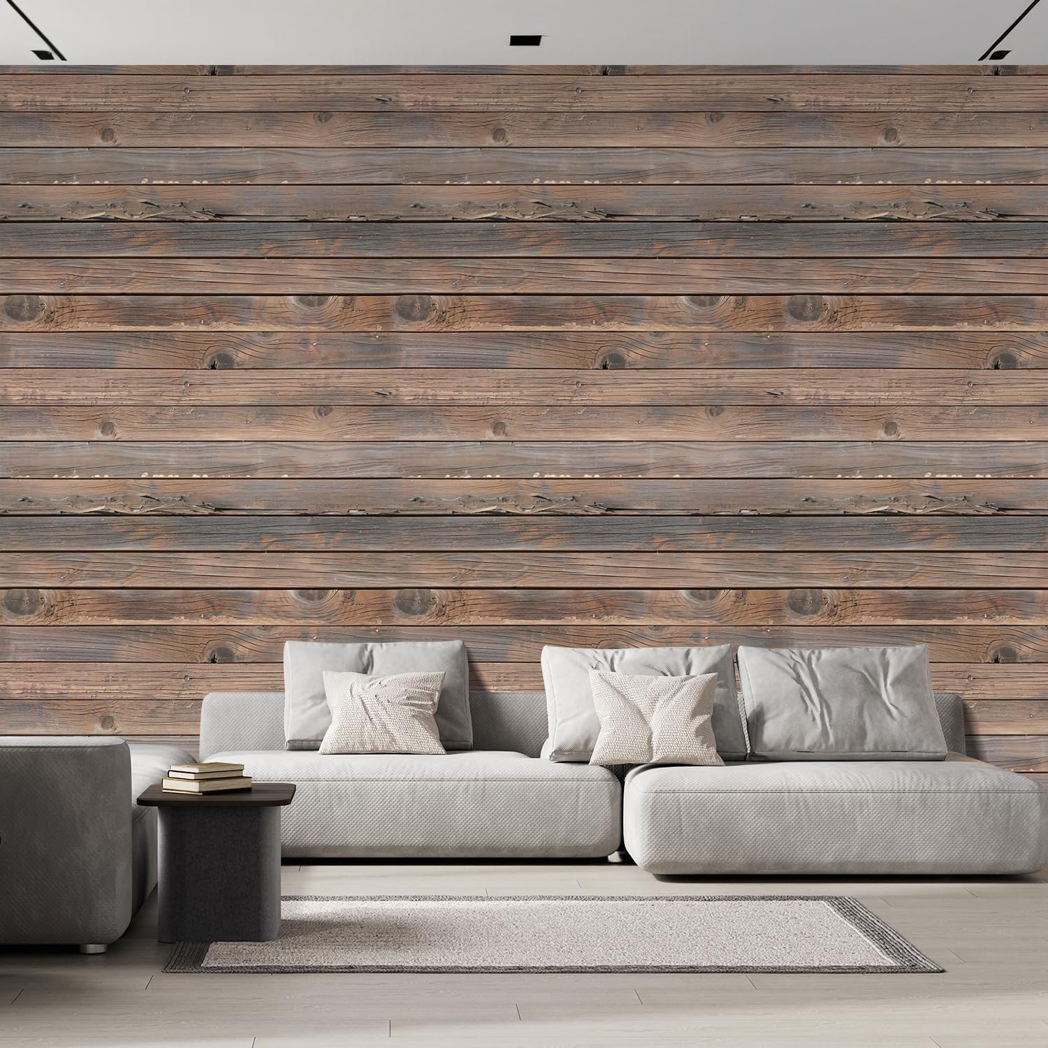 wall26 Wall Sticker/Wall Mural Horizontal Brown Vintage and Retro Wood Textured, Not Peel and Stick, Non-Woven Wallpaper Decorative for Bedroom, Living Room, Office - 99x96 inches