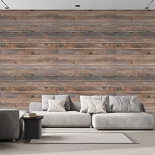 wall26 - Horizontal Brown Vintage and Retro Wood Textured Paneling, Wall Mural, Removable Wallpaper, Home Decor - 66x96 inches