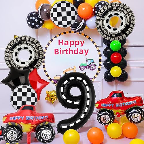 Miniatura 10 de Globo de papel de aluminio con número de cumpleaños de camión para camión, 15. cumpleaños, carreras, suministros de fiesta temática (15)