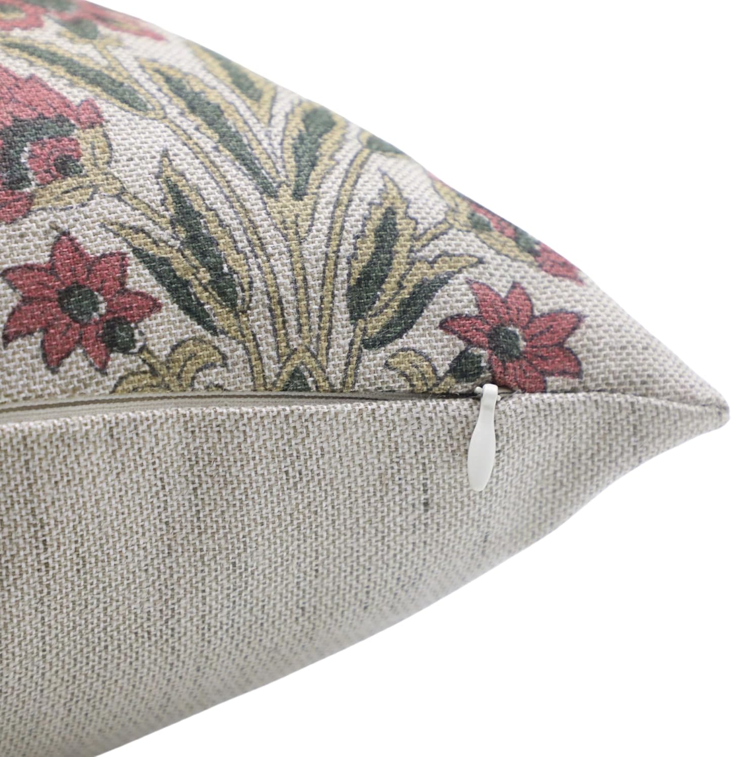 Handmade Block Print Linen Blend 18X18 Square Throw Vintage Pillowcase Cushion Cover with Zipper for Sofa, Couch and Bed, Fall Decoration, Outdoor, Boho Home Décor, Mor Pankh, Red