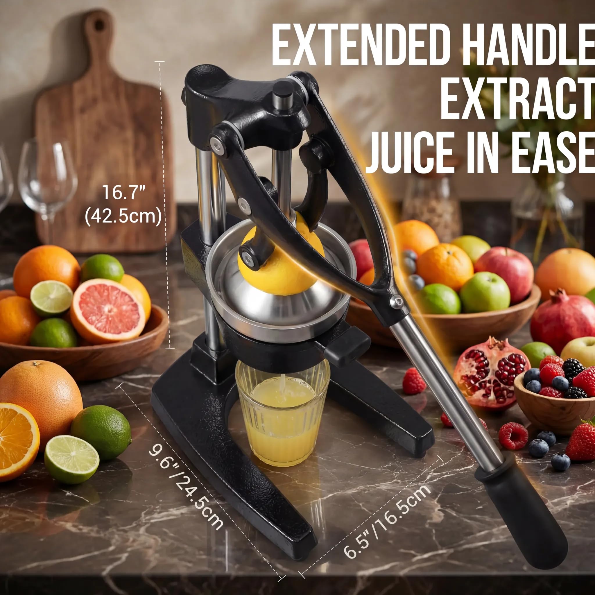 Juice Presser Manual - Exprimidor de naranjas de acero inoxidable manual y exprimidor de granada, acero inoxidable 304, exprimidor manual para cítricos, estable y potente