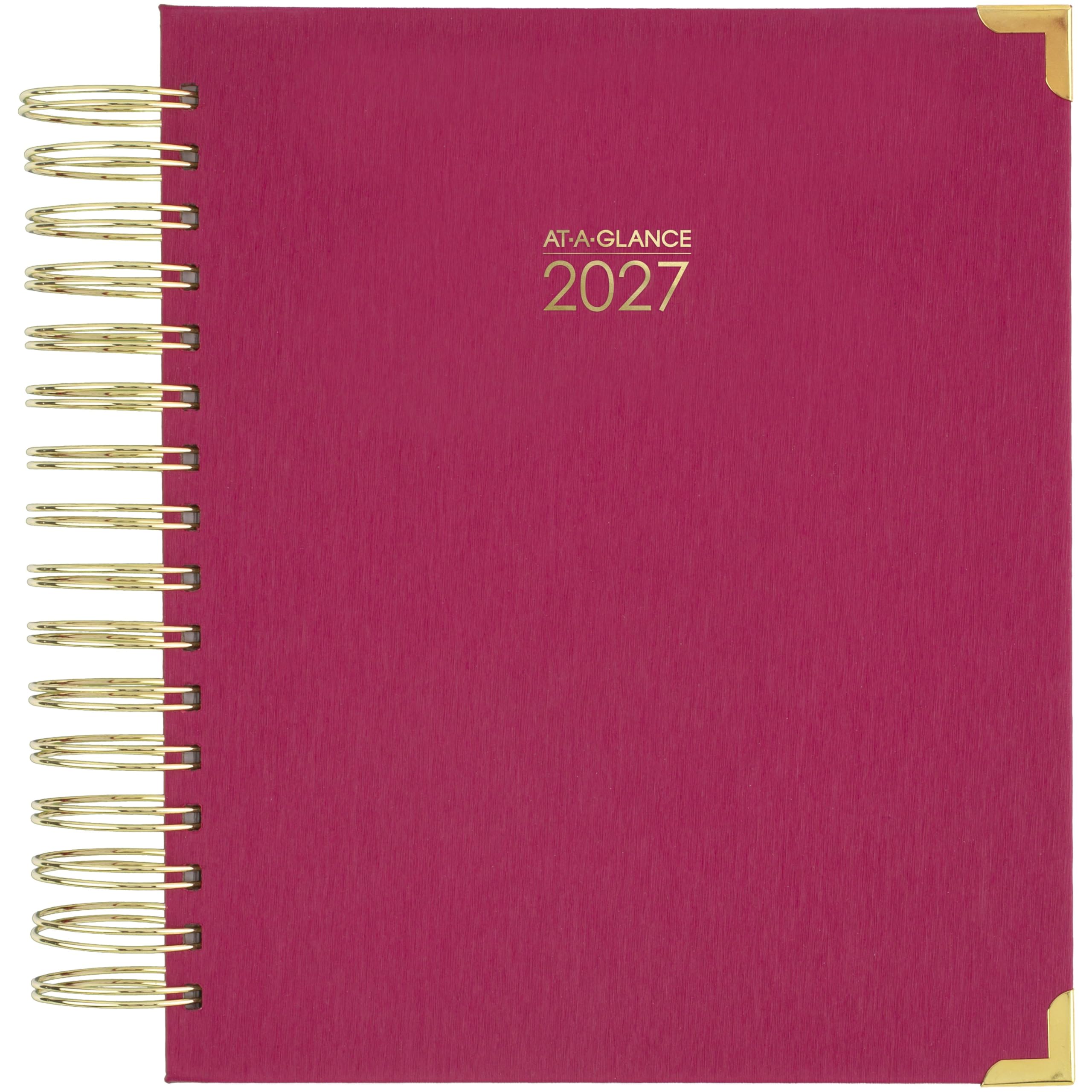 AT-A-GLANCE Agenda 2027, giornaliera e mensile, 17,8 x 22,2 cm, copertina rigida, motivo: armonia, colore: bacca (6099-806-59-27)