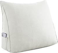 Vista 20 de Johnear Almohada triangular para cabecero, almohada de cuña de algodón y lino, almohada grande para respaldo de lectura para sofá y cama, soporte