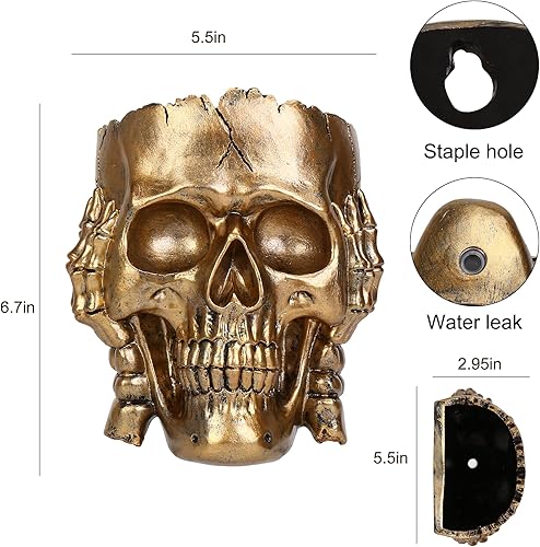 Miniatura 4 de Maceta de pared con calavera para decoración del hogar, decoraciones únicas para plantas de interior y exterior, macetas colgantes góticas, regalo