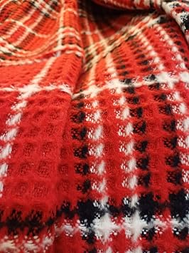 Blanket Red-White Waffle Textured Extra Soft Cotton Blanket, Throw Blanket, Tv Blanket (Single Person) 150*200cm