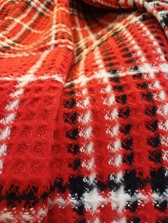 Blanket Red-White Waffle Textured Extra Soft Cotton Blanket, Throw Blanket, Tv Blanket (Single Person) 150*200cm