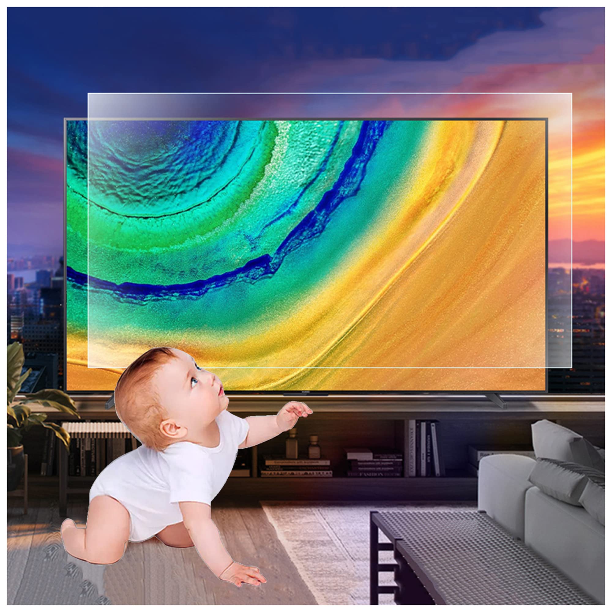 Protection yeux écran TV 55in pour visionner des films en famille sans fatigue