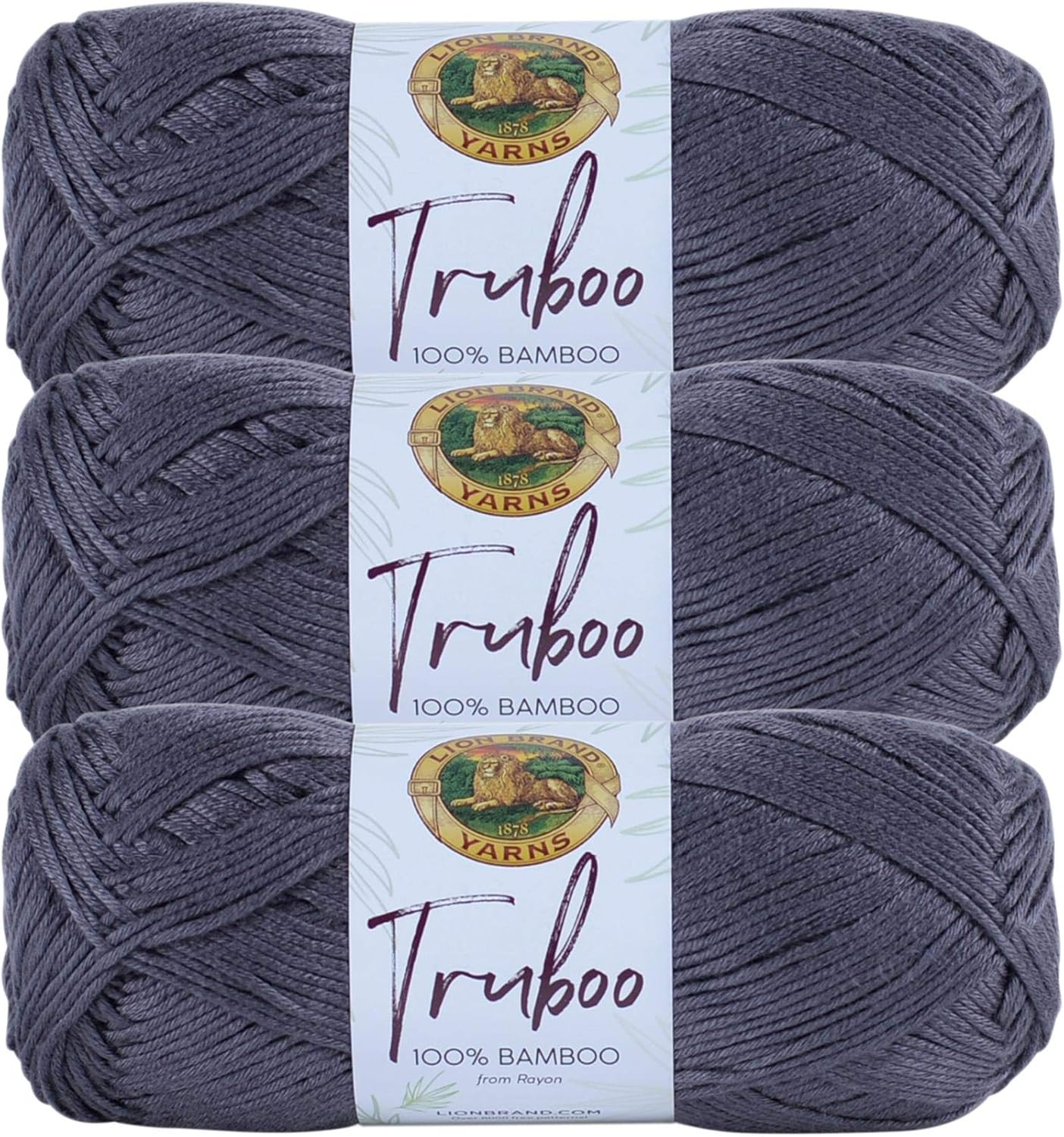 (3 Pack) Lion Brand Yarn Truboo Yarn, Slate