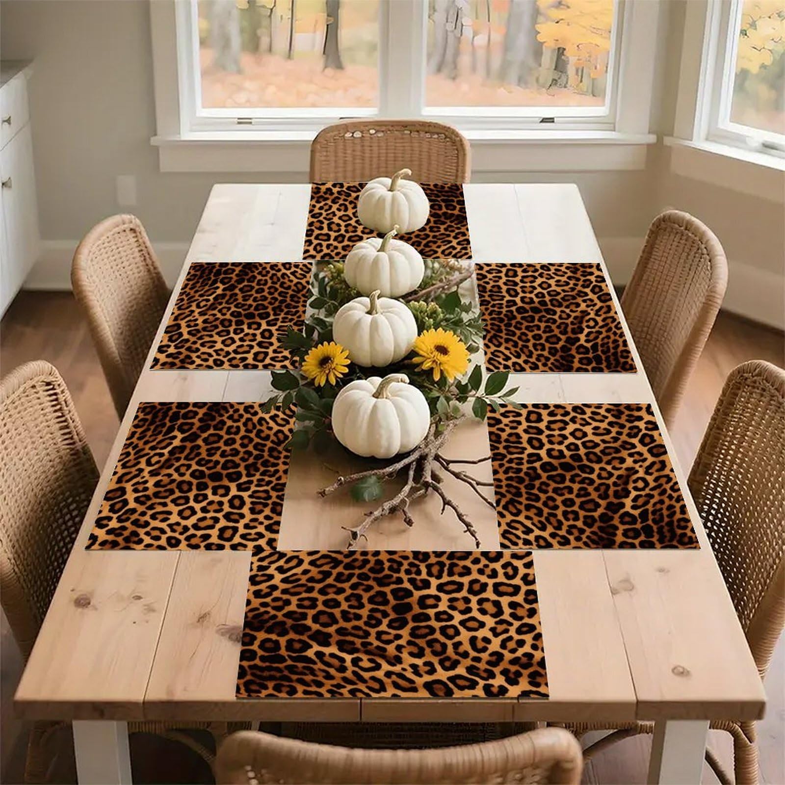 Cool Cheetah Leopard Placemats Heat-Resistant Washable Place Mats Anti Slip Dining Table Place Mats Wipeable Dining Table Mats Kitchen Decoration Placemats 17.7’’×11.8’’