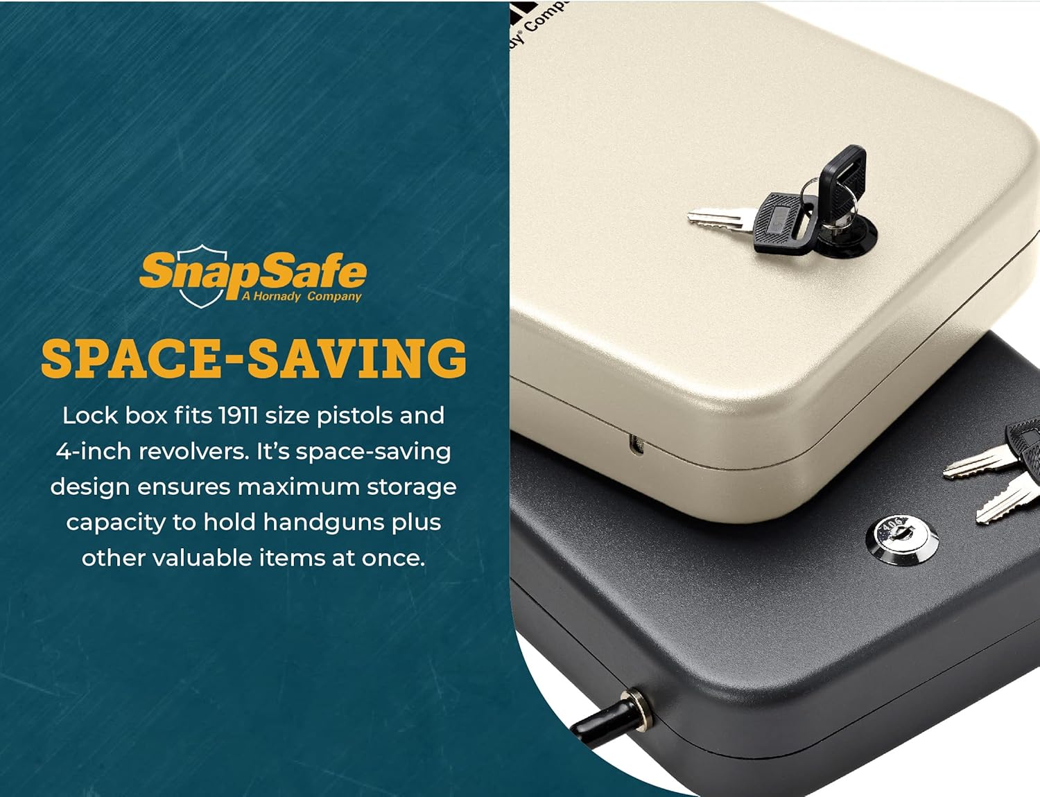 SnapSafe Portable Lock Box for Guns and Valuables – Includes Lock Box, 2 Keys and Patented Security Cable – An Ideal Car Gun Safe – XL, 10 x 7 x 2 Inches
