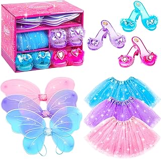 Princess Dresses with Fairy Wings, Tutu Skirts and Butterfly Wings - Pretend Play Costumes for Girls Aged 3-6 - Buy now