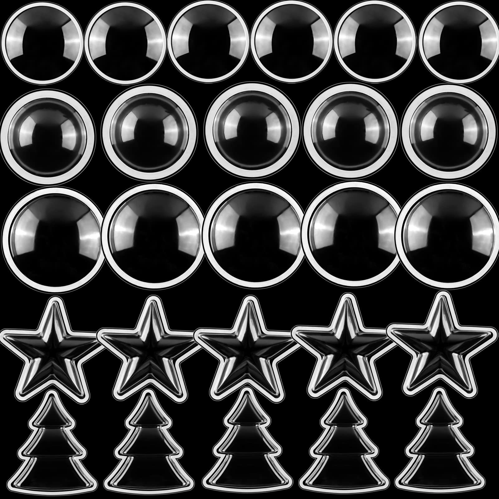 50PACK Adhesive Shaker Pouches for Card Making - Circle Stars, Christmas Trees, 3D Dimensional Domes Set - Plastic Clear Puffy Covers to Add Dimensions — image 1
